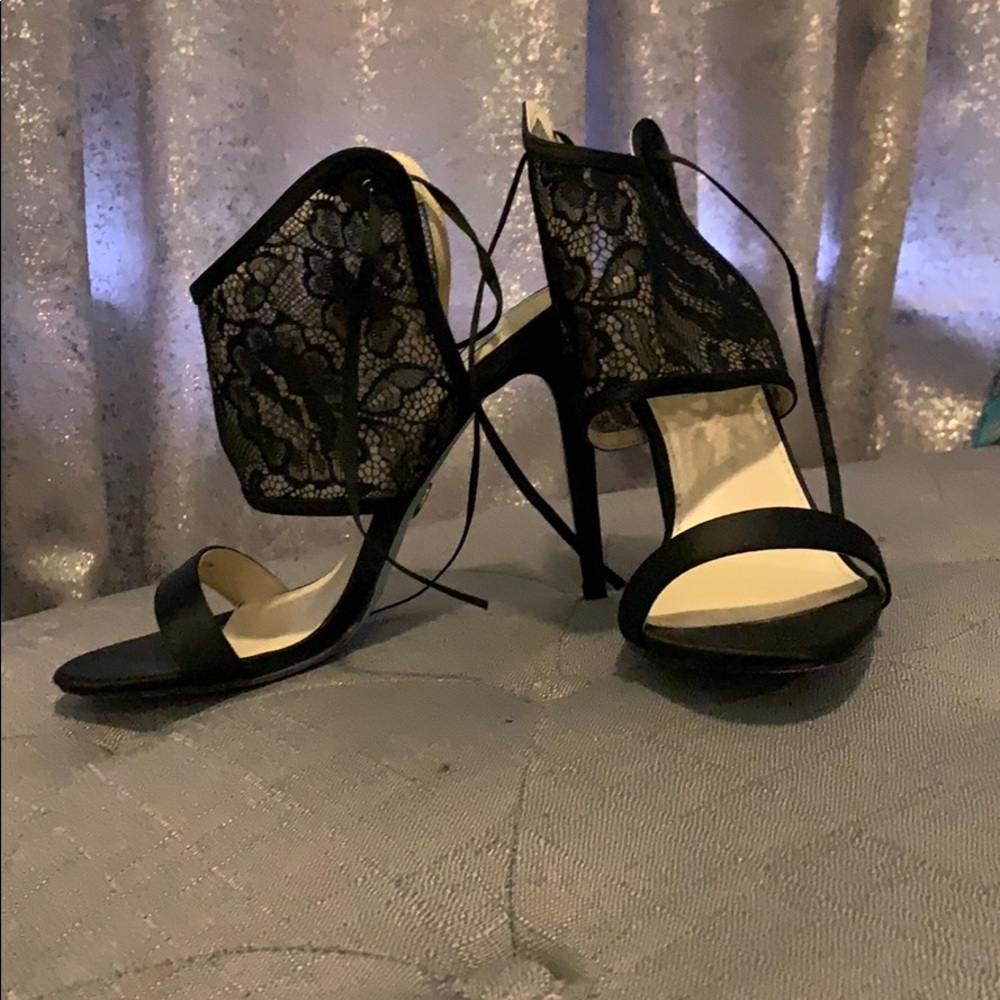 Blue by Betsy Johnson black lace heels
